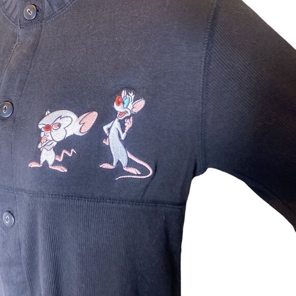 Warner bros animaniacs m/l black pajama romper onesie w butt flap - Picture 3 of 7